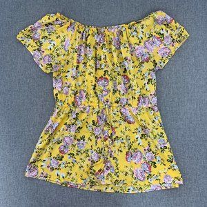 New Glory Floral‎ Cute Peplum Off the Shoulder Drawstring 1X Polyester